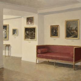 La banquette rouge du musée - 50 x 40 cm